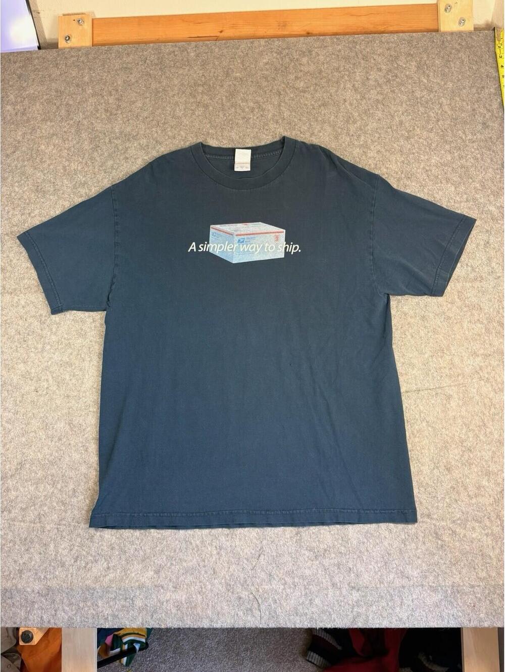 Vintage 90s USPS Shirt Men XL Made In USA Blue A Simpler Way To Ship
